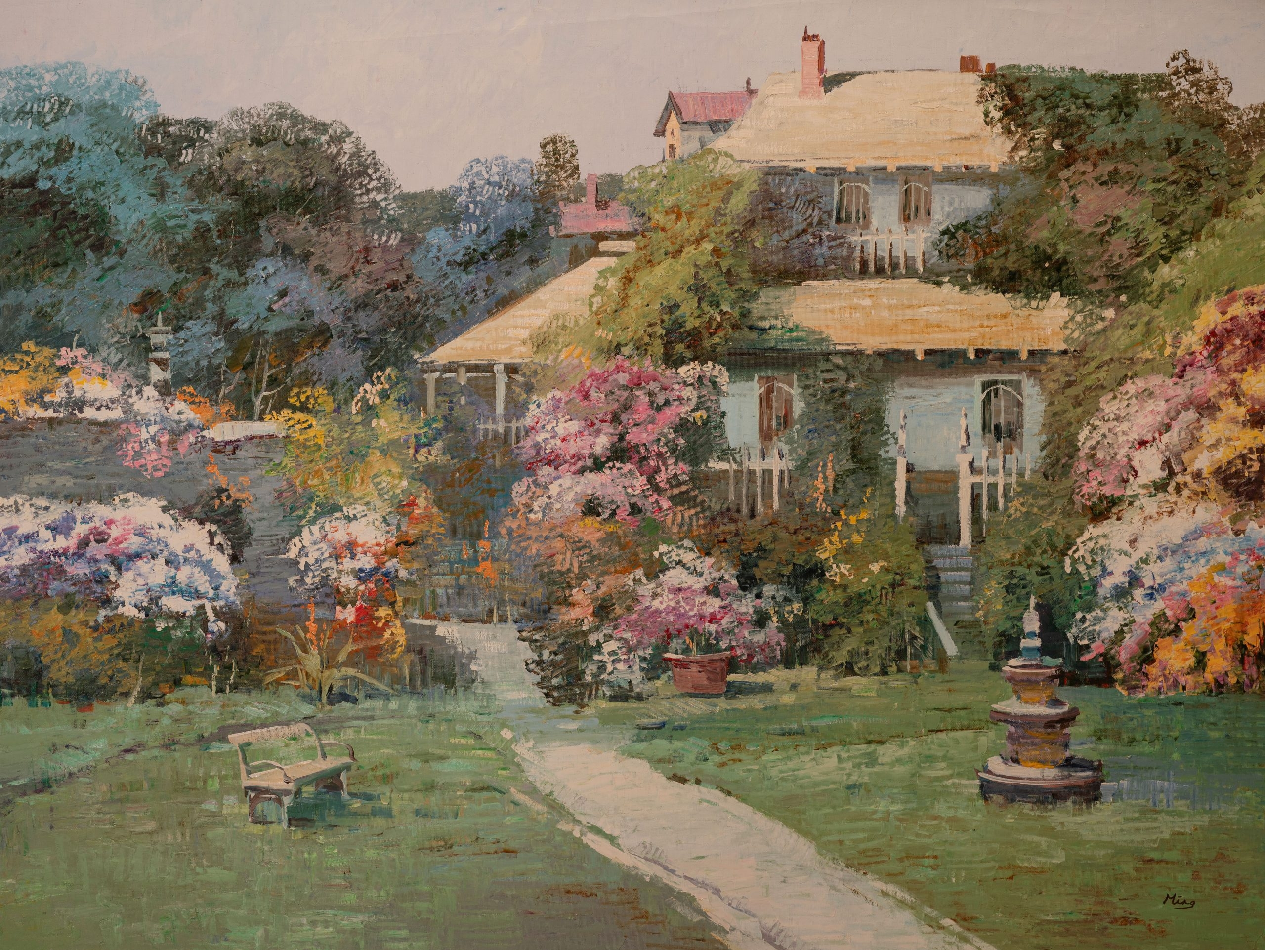 Artwork by Ming Feng, Garden Path, Made of oil on canvas (unstretched)