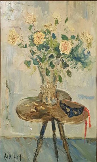 Bouquet de roses et masque de carnaval by Gabriel Dauchot