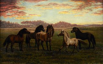 "HORSES IN PASTURE" - Julius Holm