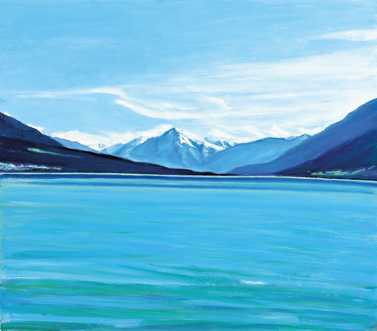 Artwork by Franz Leschinger, At the Reschenpass, Made of oil/cardboard/wood