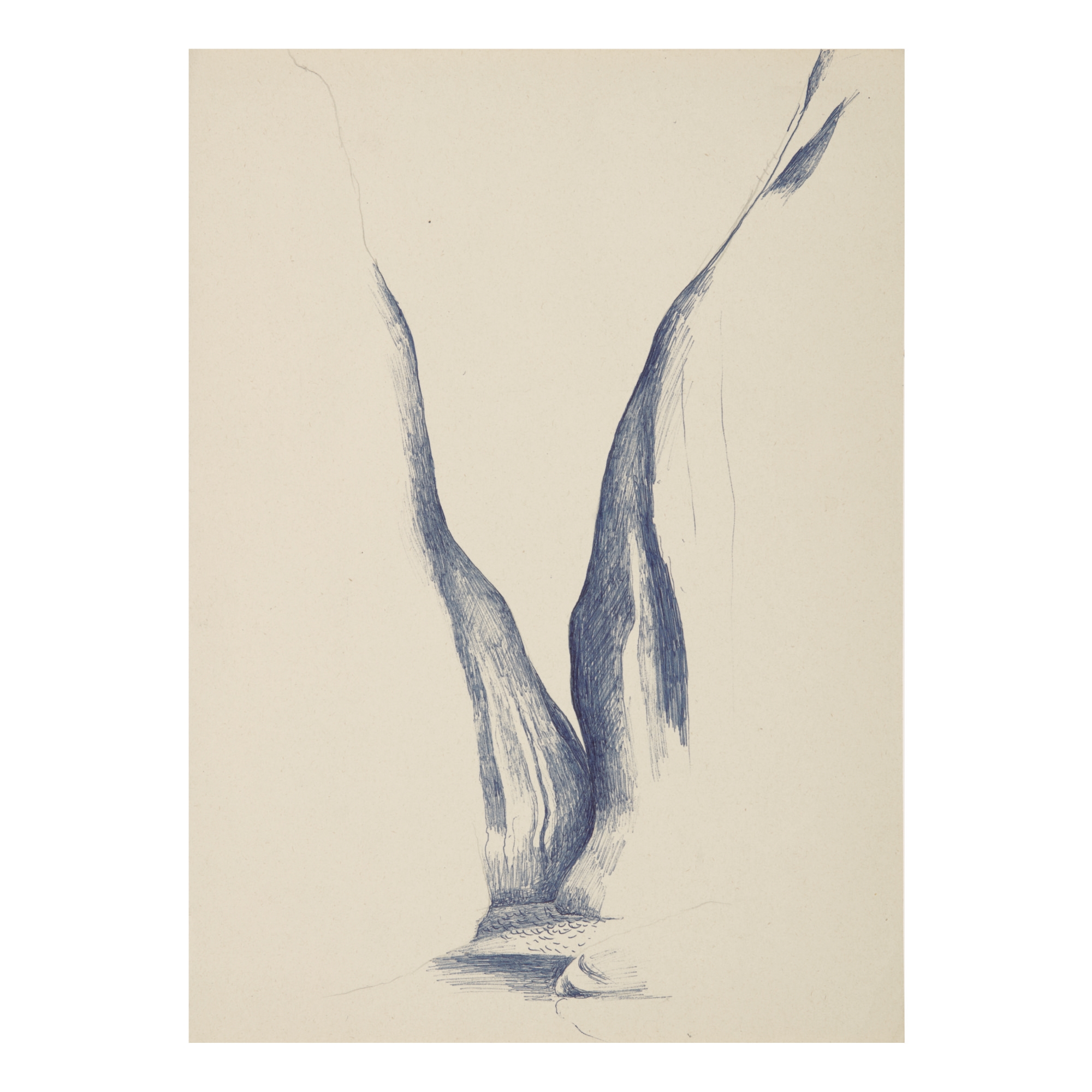 Artwork by Georgia O'Keeffe, OFF THE END OF THE BOAT ON A RIVER TRIP, Made of blue ink and pencil on paper