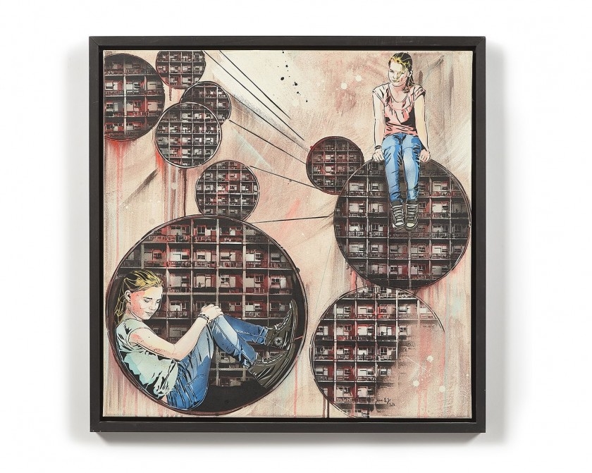 Artwork by Jana & JS, Perdue dans les tubes, Made of Stencil, spray paint and acrylic on canvas