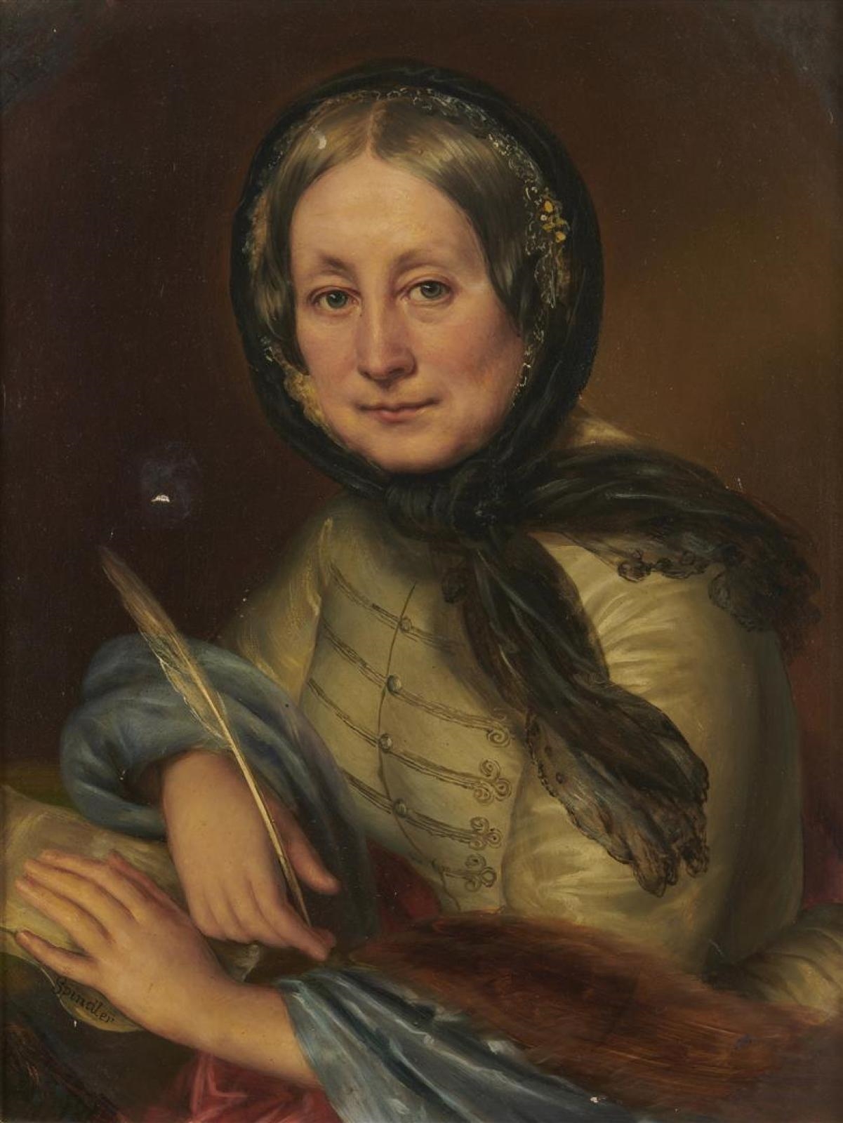 Artwork by Louis Pierre Spindler, Portrait d'une femme de lettres, Made of canvas