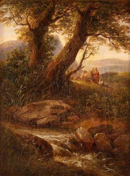 Paysage animé de personnages antiques by Joseph Moessmer