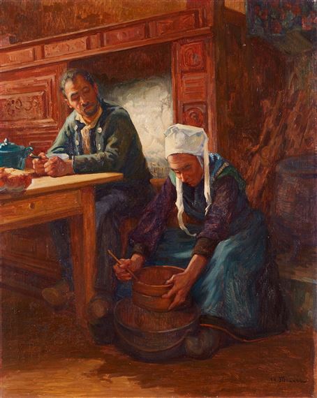 Intérieur breton by Charles Mairet