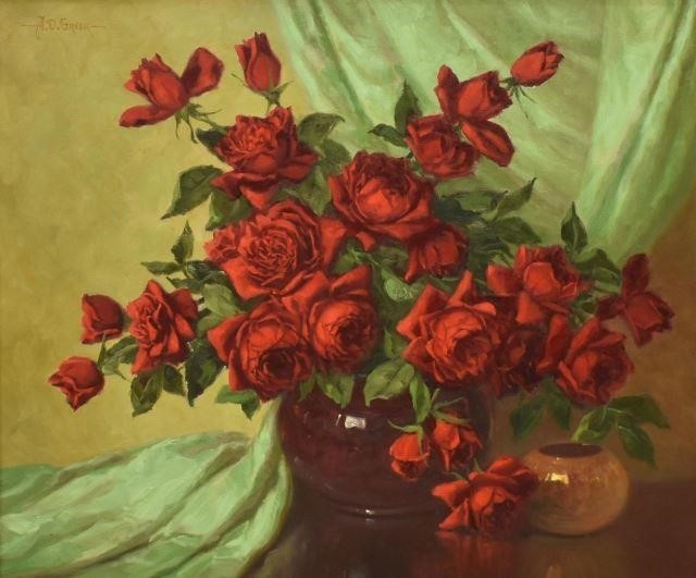 A.D. Greer | Still Life with Red Roses | MutualArt