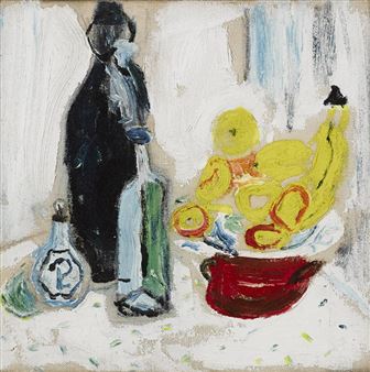 Still Life with Bottles and Fruit - Bill E. Kinnarney