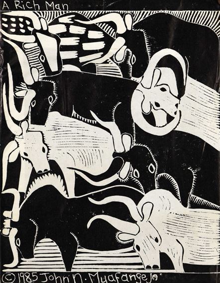 A Rich Man by John Ndevasia Muafangejo, 1985