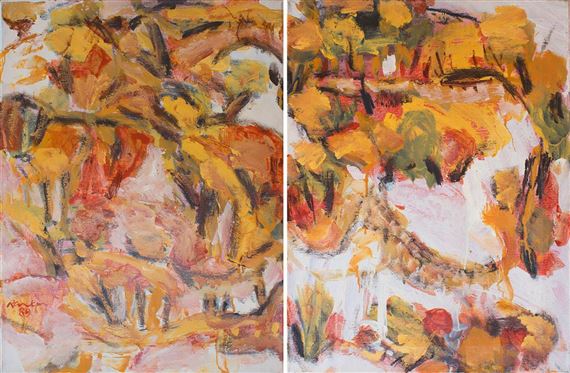 Landscape in Red (diptych) by David Rankin, 1986