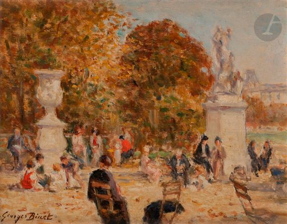 Paris, le jardin des Tuileries animé by Georges Jules Ernest Binet