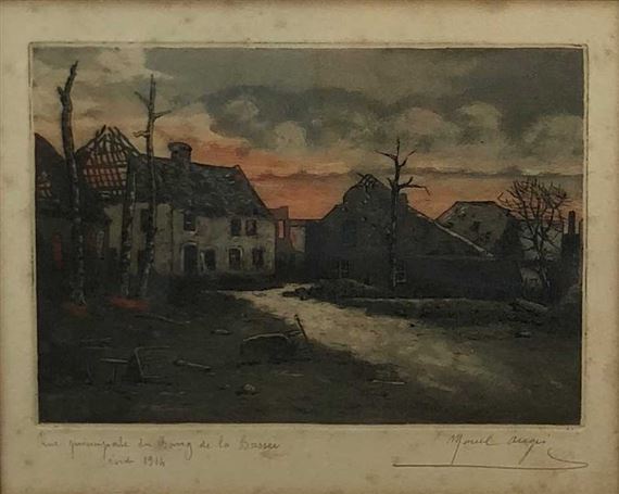 Rue Principale du Bourg de la Bassee, November by Marcel Augis, 1914