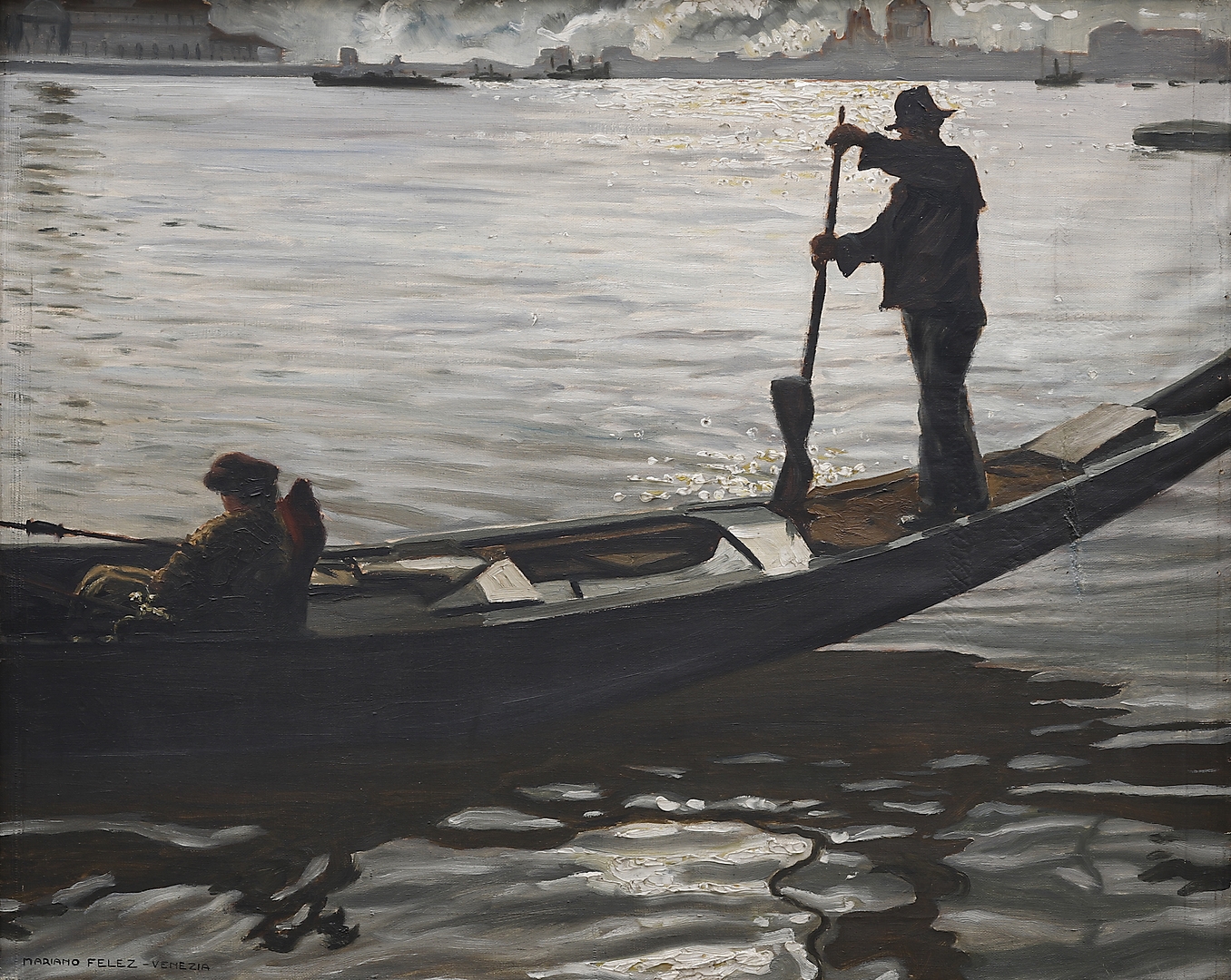 Artwork by Mariano Felez, Venice view, Made of Oil on canvas