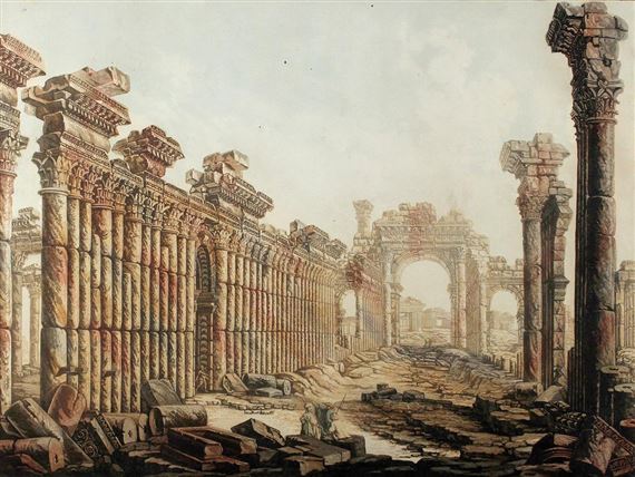 Two works: Le Temple du Soleil a Palmyre (2) by Johann Gottlieb Prestel