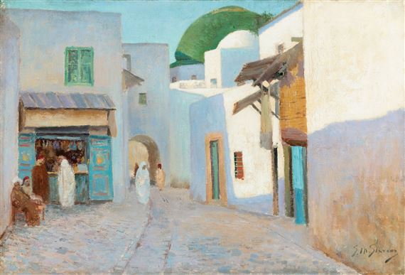 Two Works: Street of Toledo; Street of Tunis by Gustave-Max Stevens