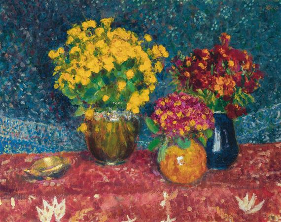 Three vases and a shell by Georges Lemmen, 1905