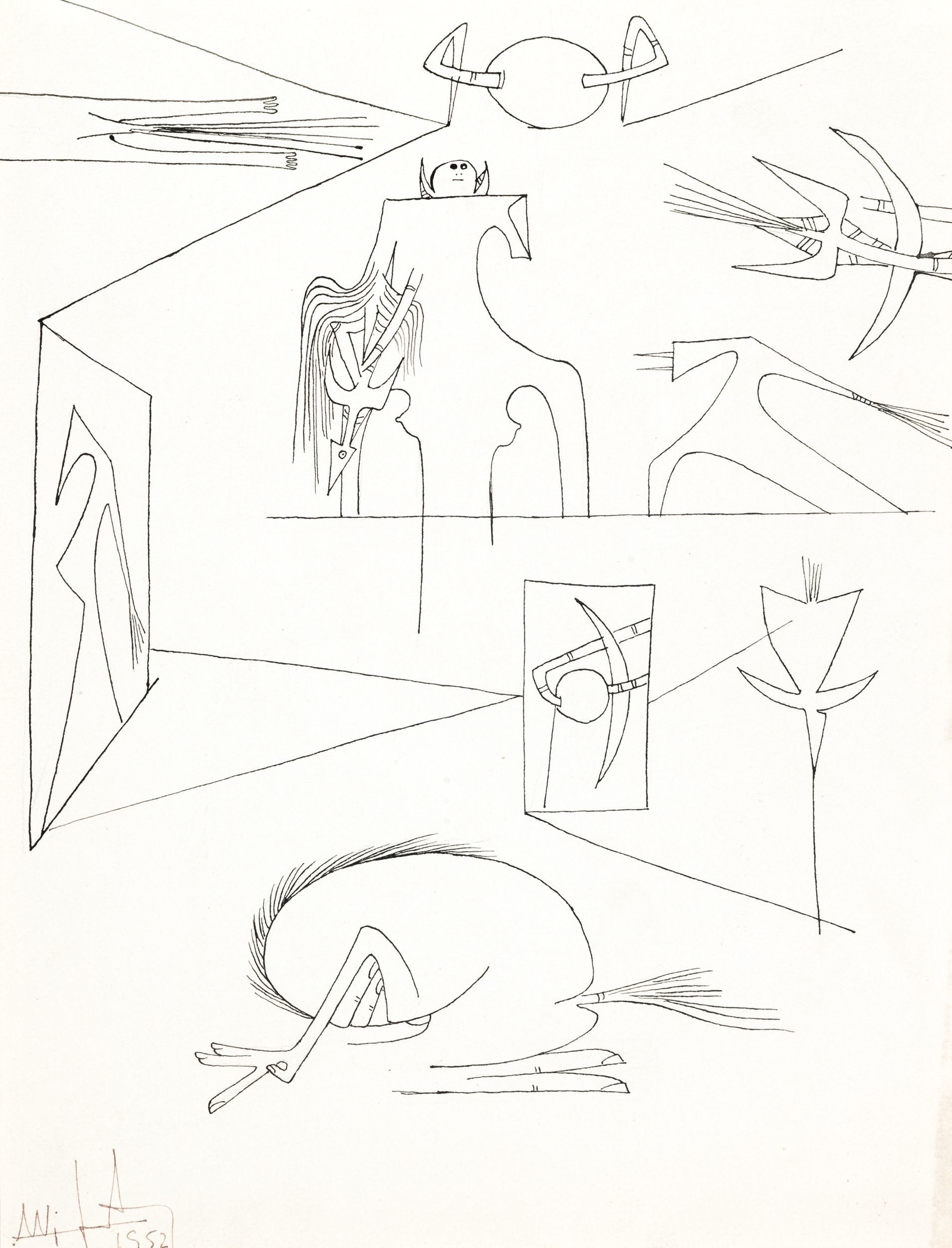 Artwork by Wifredo Lam, Untitled, Made of Pen drawing in India ink on paper
