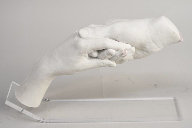 Artwork by Austin Productions, Hands Sculpture, Made of White painted plaster mounted on an acrylic base