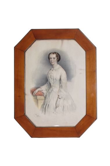 Portrait of a Young Woman in a White Dress by Josef Kriehuber