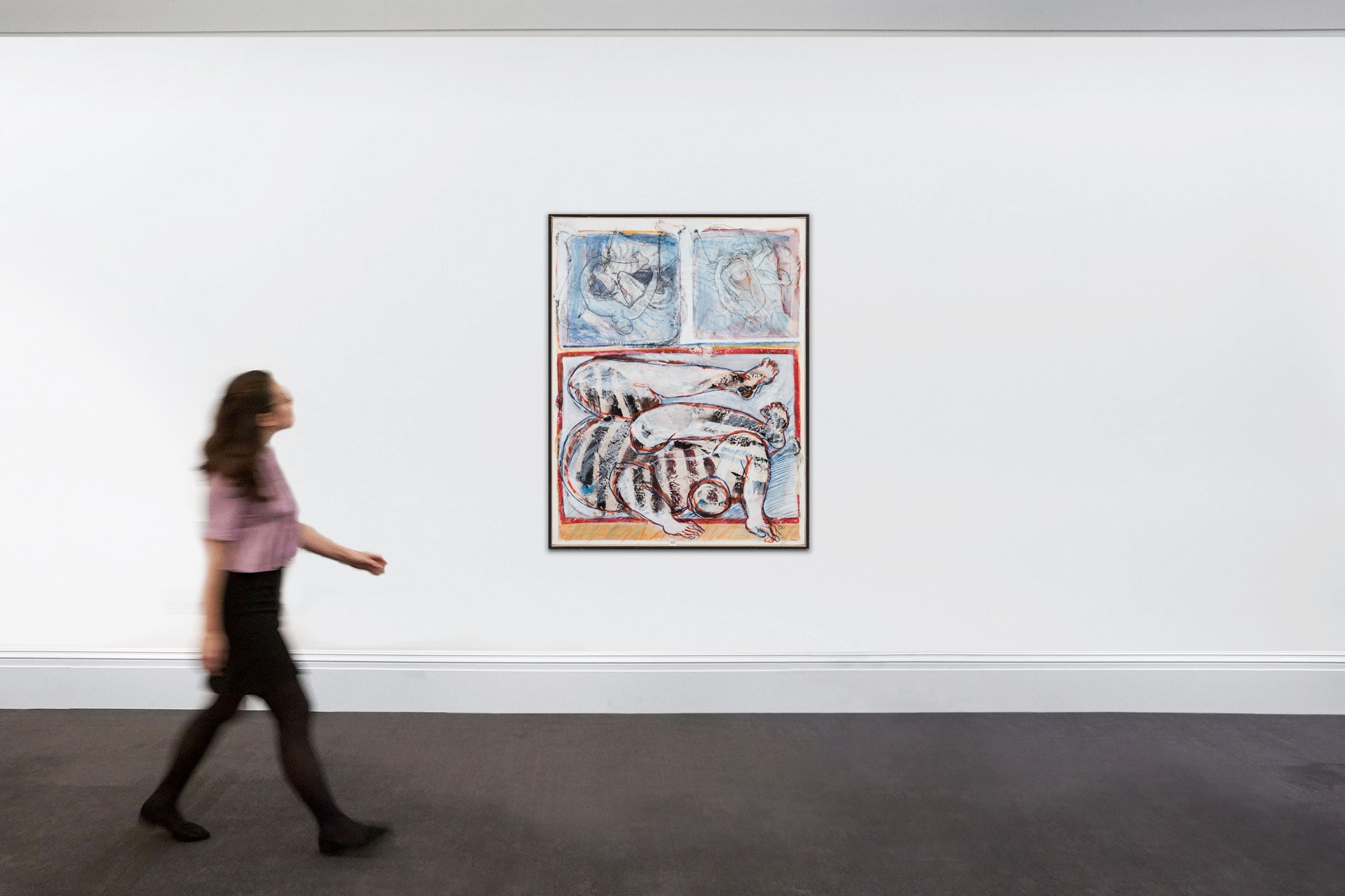 Artwork by Anne Marie Guerchet-Jeannin, CE RÉTABLISSEMENT AU TRAPÈZE TRAITE DU TEMPS, Made of acrylic and paper collage on paper