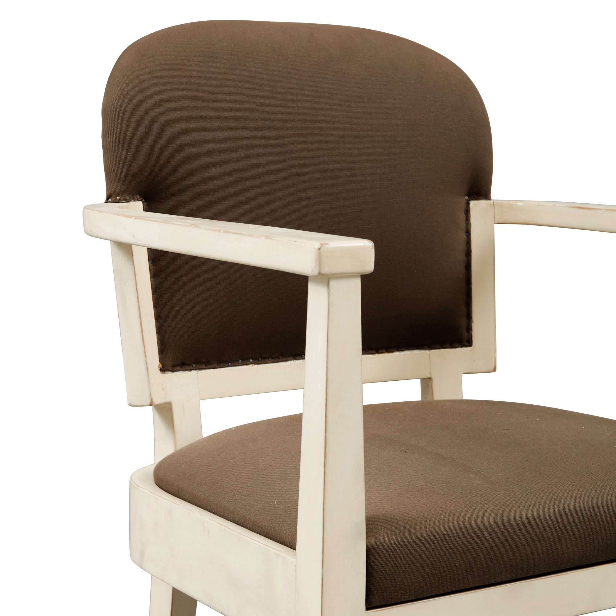 Artwork by Henry van de Velde, PAIR OF ARMCHAIRS,  [PAIRE DE FAUTEUILS, VERS 1929], Made of painted beech, fabric upholstery