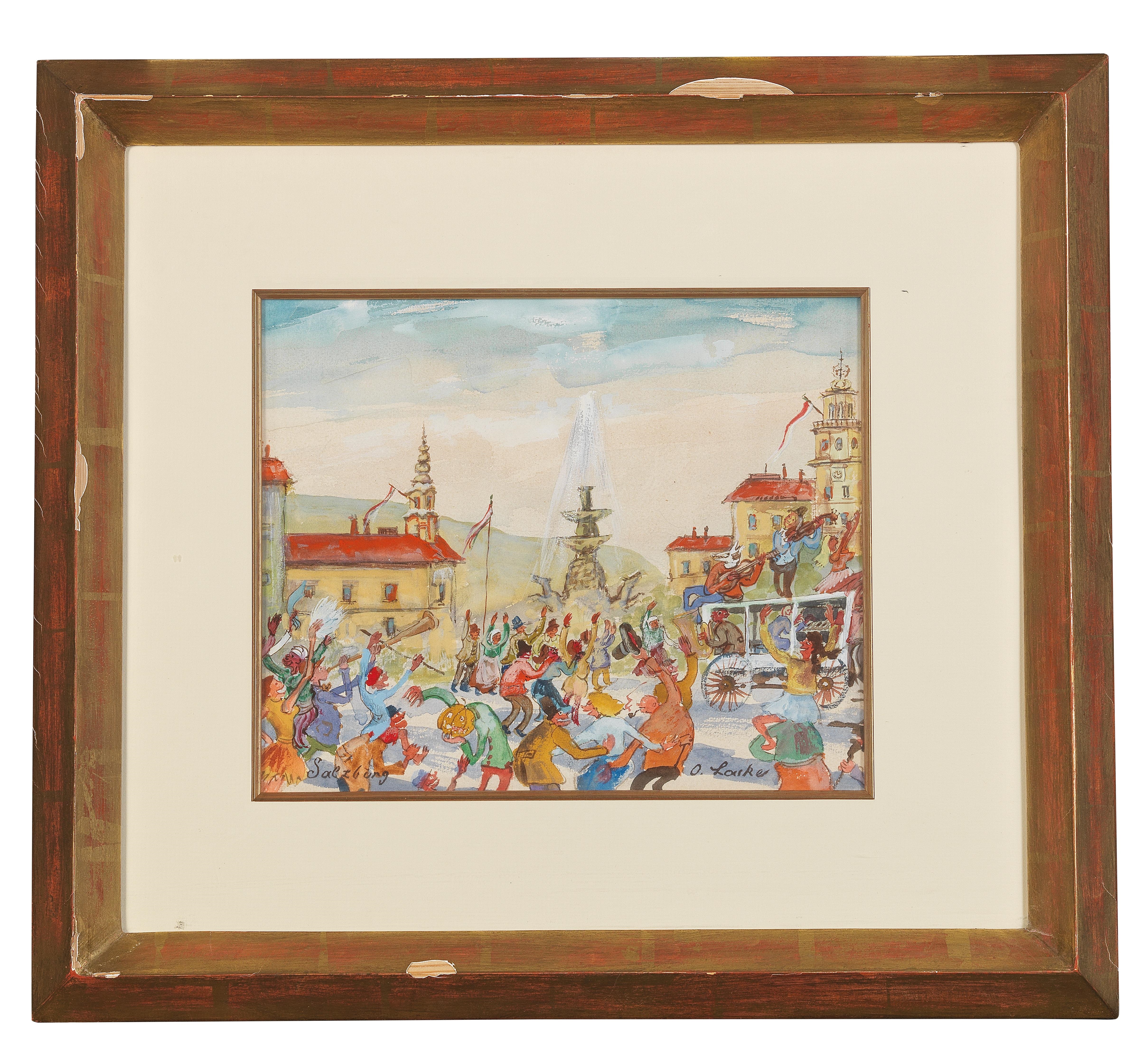 Artwork by Oskar Laske, "Salzburg", Made of watercolour, gouache on paper