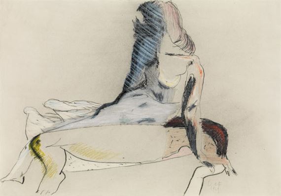 Sitting Nude by Karl Anton Fleck, 1969