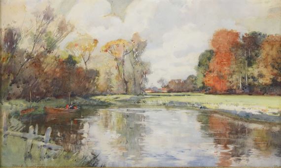 A CORNER OF THE NORFOLK BROADS, NEAR WROXHAM; by Frank Southgate, 1912