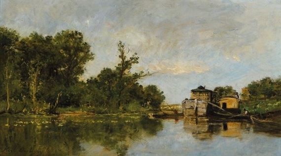 Le bateau atelier de lartiste à Auvers-sur-Oise by Karl Pierre Daubigny