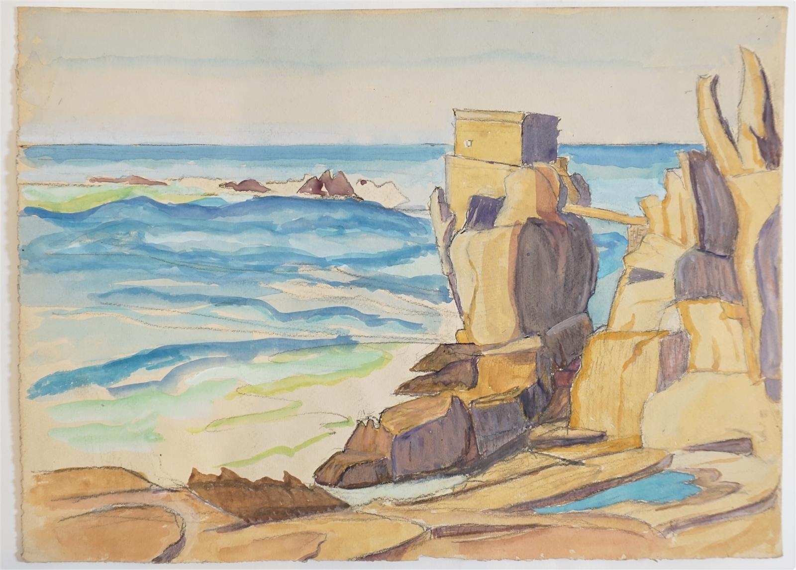 Artwork by Mary Antoinette Amennecier, "Le petit fort du rocher", Made of Watercolor