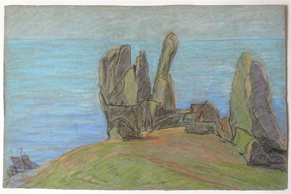 "Rocher saillant sur la côte" by Mary Antoinette Amennecier