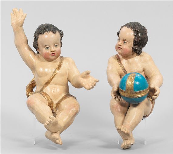 Paar Putti by German School, 18th Century