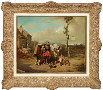 Rastender Offizier mit seinem Pferd vor einem Gehöft - Lafene Sainte-marie