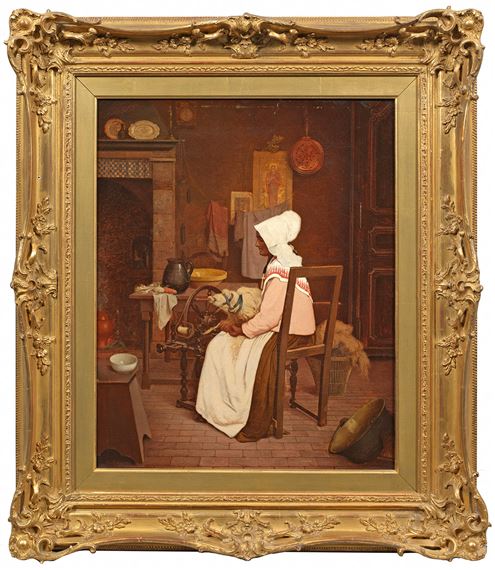 Bäuerin am Spinnrad by Henri Taurel