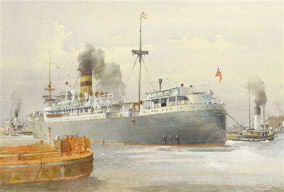S S Umtali Manoeuvring to Leave King George V Dock Hull by Colin Verity