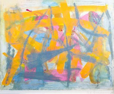 Paar abstrakte Monotypien by Wolfgang E. Biedermann, 1987