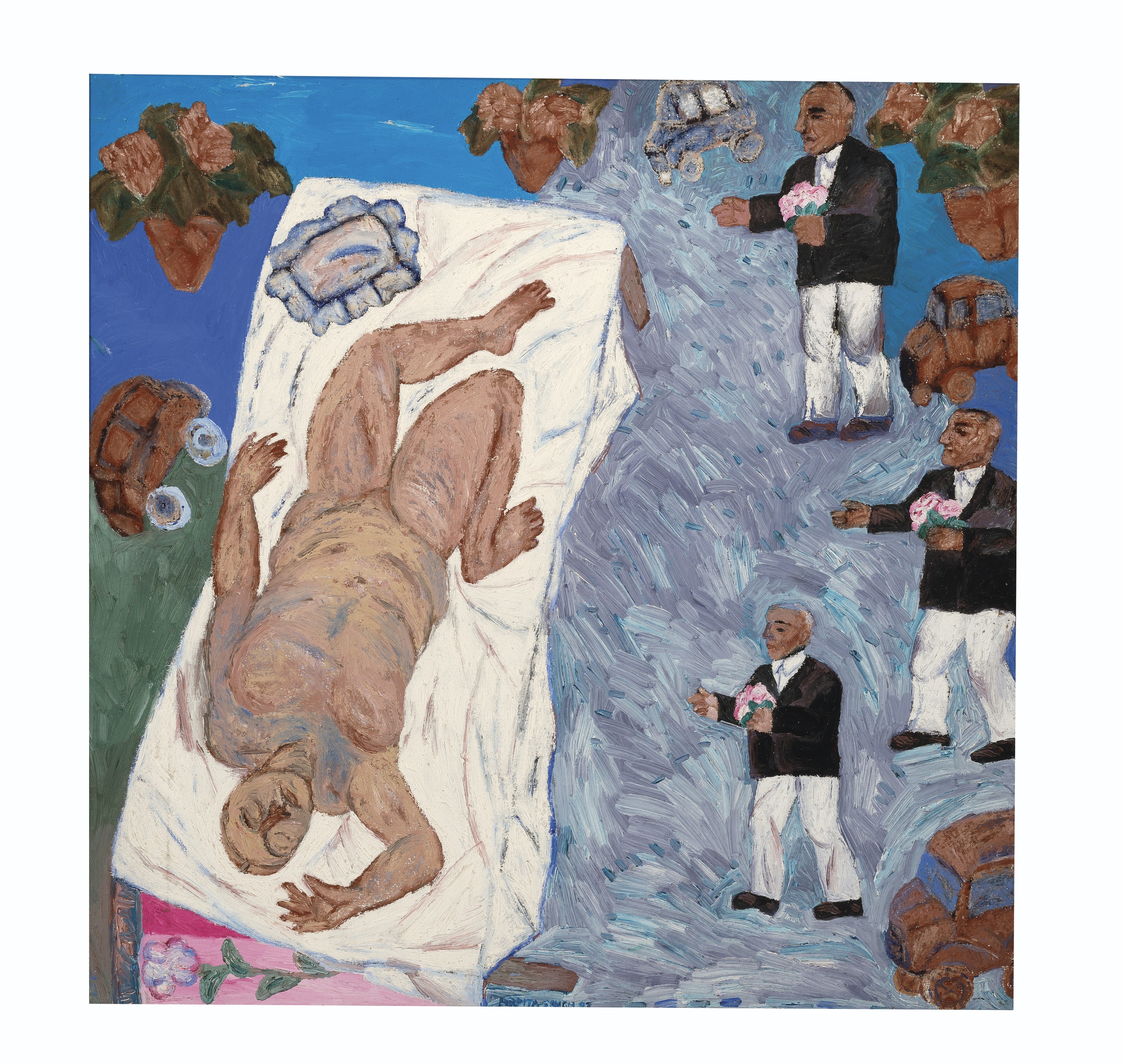 Artwork by Arpita Singh, Man Carrying Flowers, Made of oil on canvas