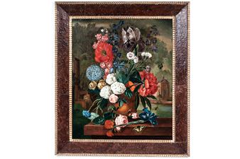 "STILL LIFE WITH BUTTERFLY" - Jacobus Van Huysum