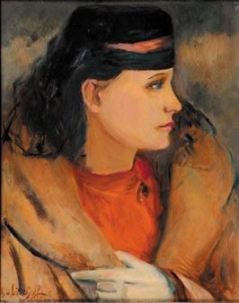 Portrait de femme de profil - Charles-Adolphe Bischoff