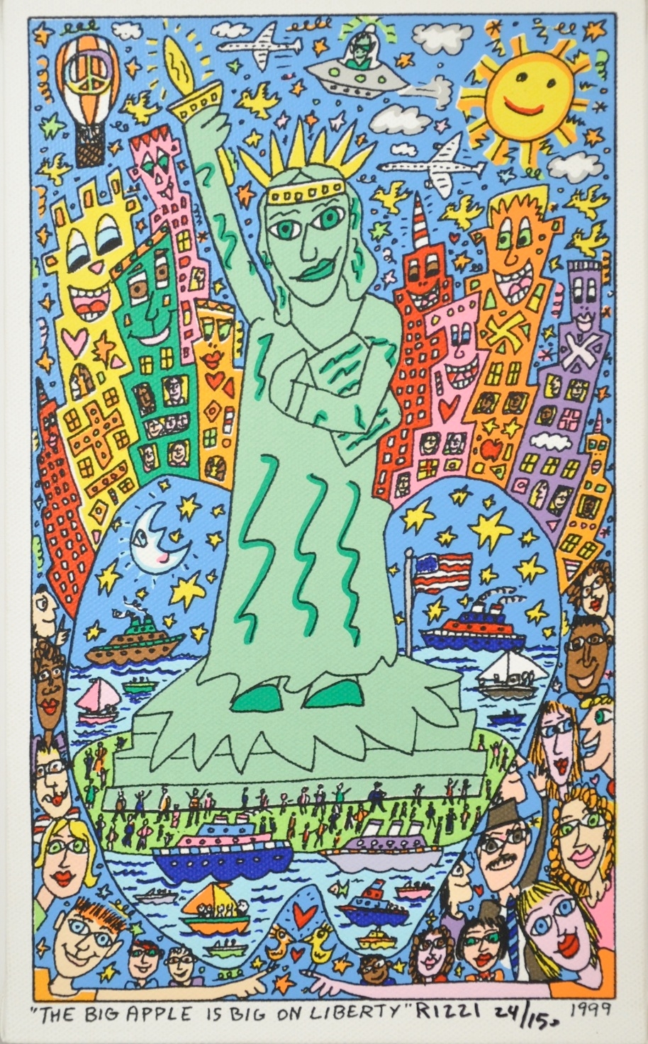 James Rizzi | The Big Apple is big on Liberty (1999) | MutualArt