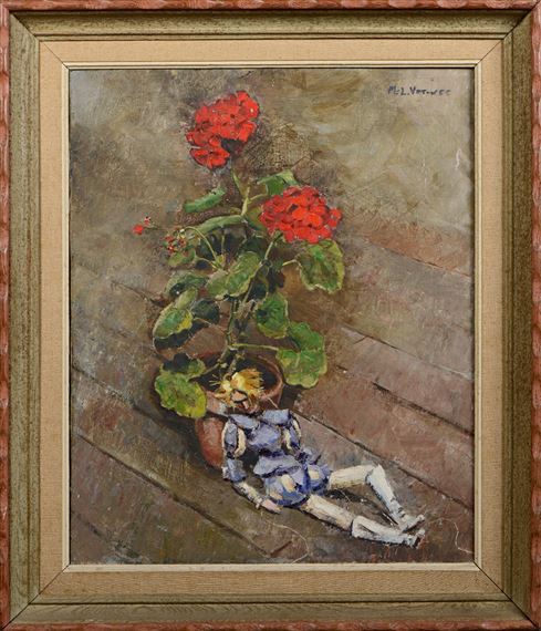 Repos du pantin au pied du géranium by Marie Louise Verwee Eichenberger