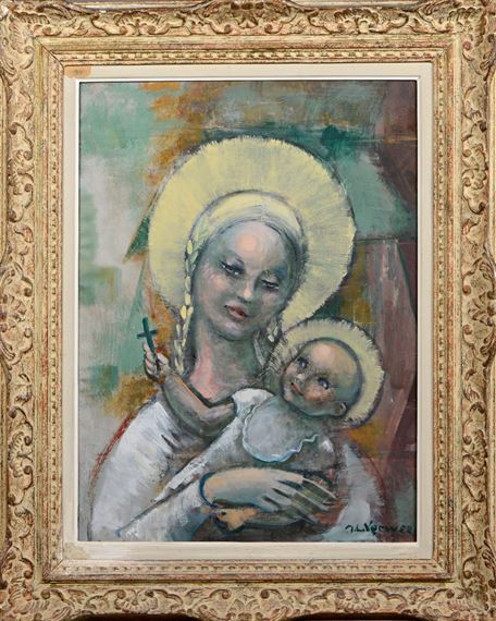 Vierge à l'Enfant et angelots by Marie Louise Verwee Eichenberger