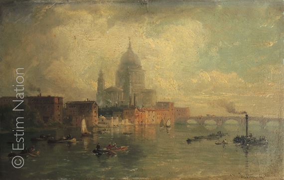 Vue de l'église Saint-Paul depuis la Tamise by Pierre Justin Ouvrié