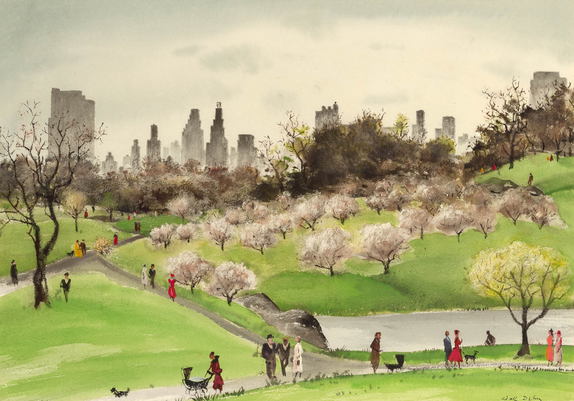Adolf Dehn | Spring Blossoms, Central Park | MutualArt