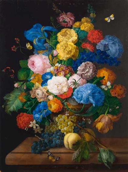 Still life of flowers with butterflies - Peter Karmann
