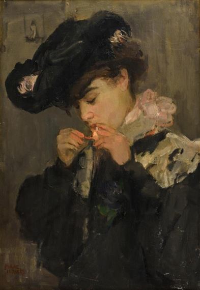 BILDNIS EINER JUNGEN DAME MIT ZIGARETTE by Isaac Israëls