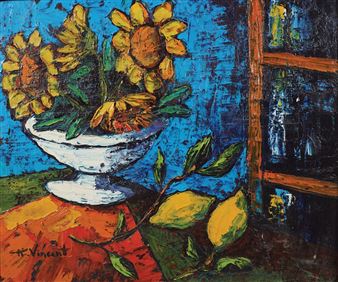 Still Life of Flowers in a Bowl - C. K. Vincent