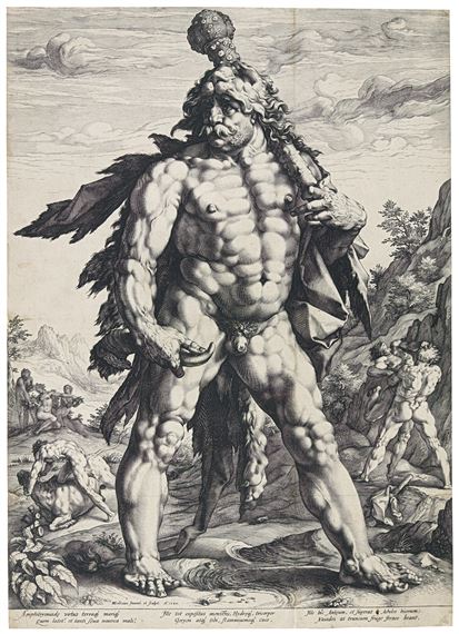 THE LARGE HERCULES (BARTSCH 142; HOLLSTEIN 143; STRAUSS 283; NEW HOLLSTEIN 156) by Hendrick Goltzius, 1589