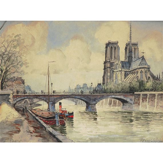 FRANK-WILL LE PONT MARIE PARIS DESSIN A LA MINE DE PLOMB
