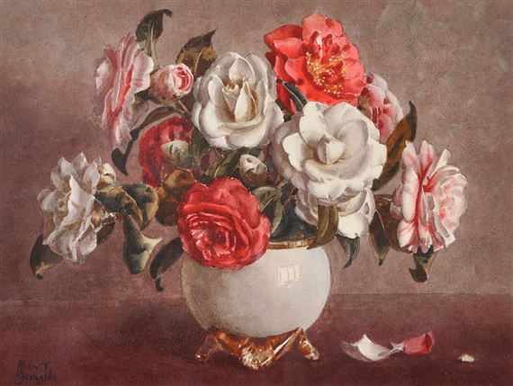 Still Life - Camellias by Allan Thomas Bernaldo