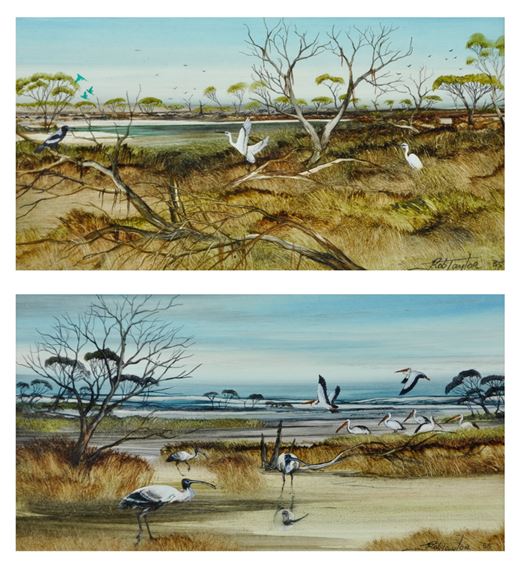 Two works:"Backwater Birds" (2) by Rob Taylor, 1985